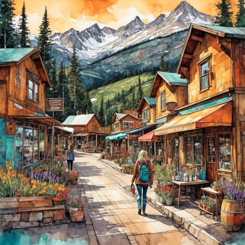 a small 21st Century Colorado mountain town built between hi...