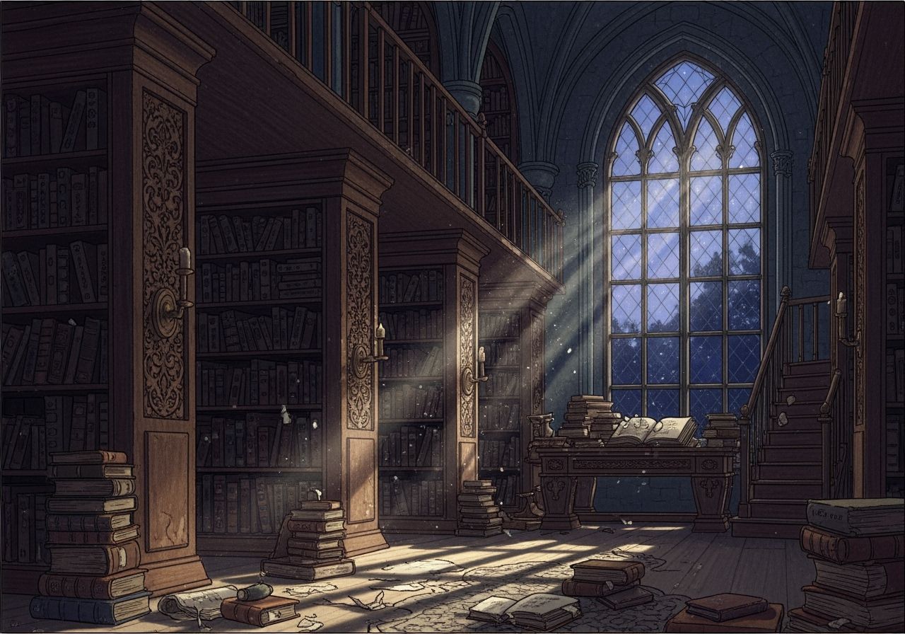 Ancient Monastery Library in Evening Light