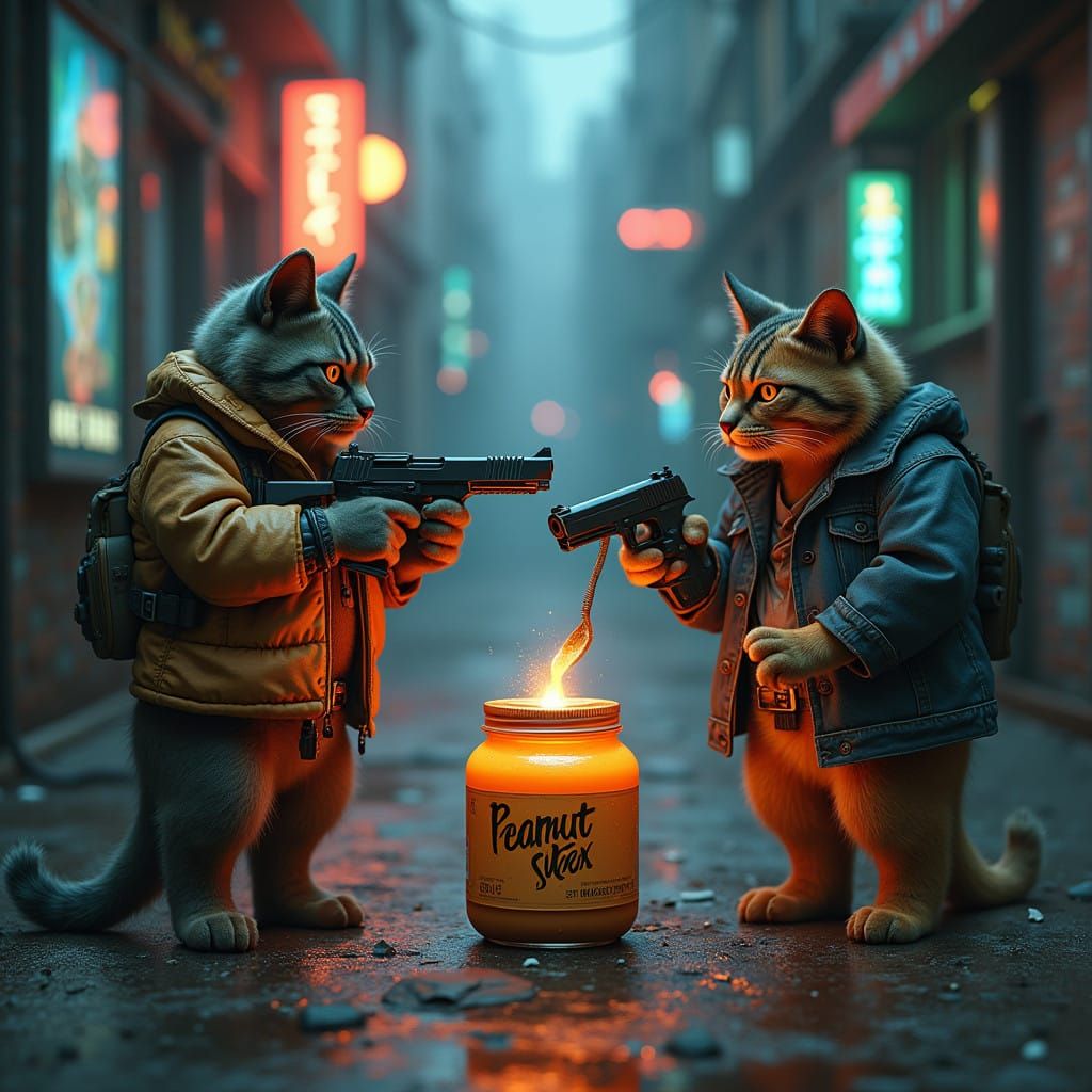 Futuristic Feline Frenzy Over Western-Style Peanut Butter