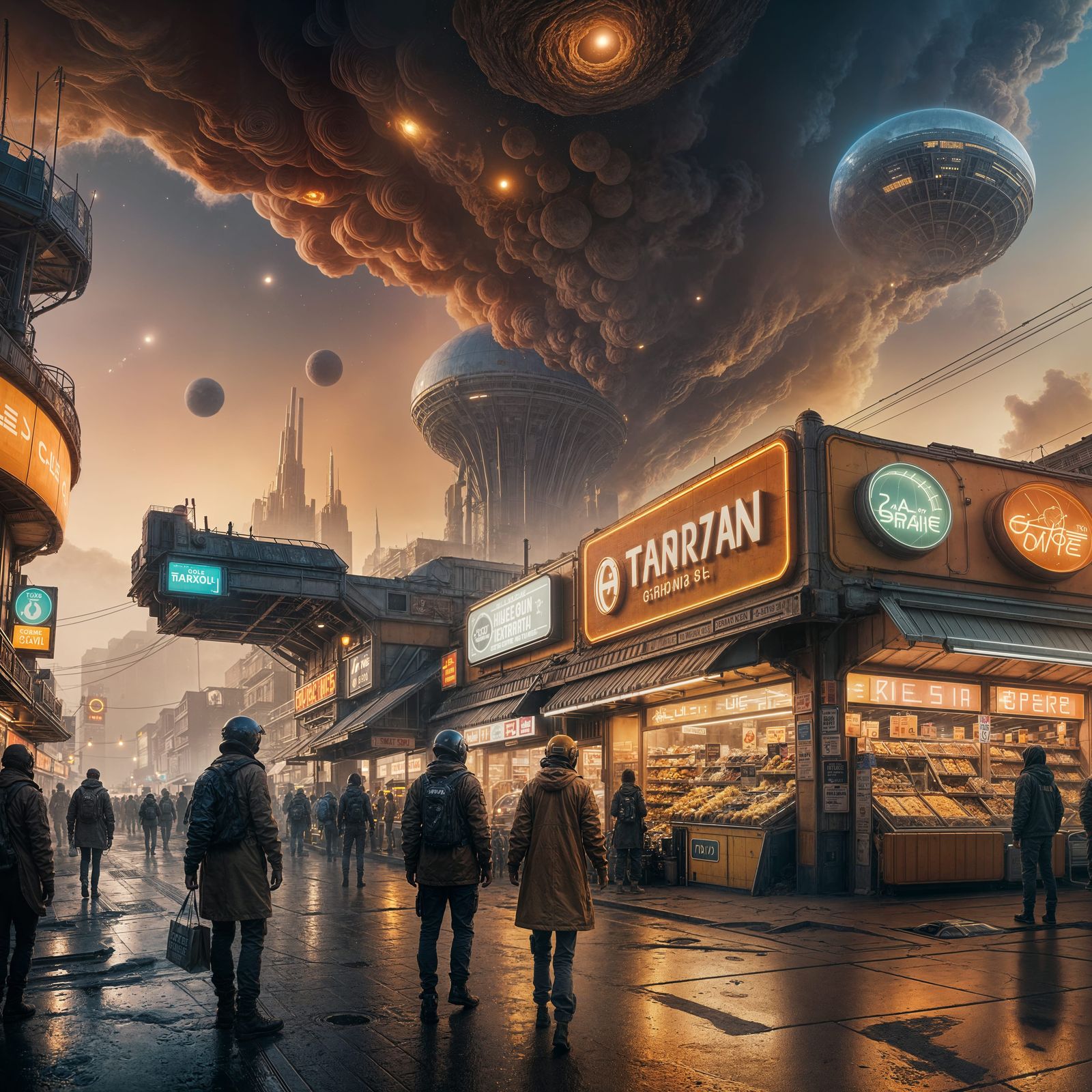 Martian Grocery Store in 2050, 3D Rendered