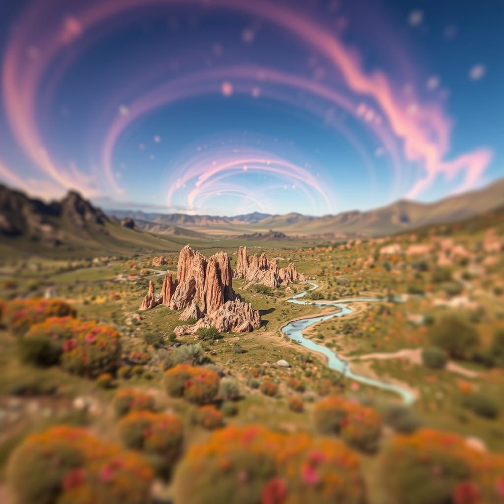 Psychedelic Tulpa Dreamscape in Tilt-Shift Style