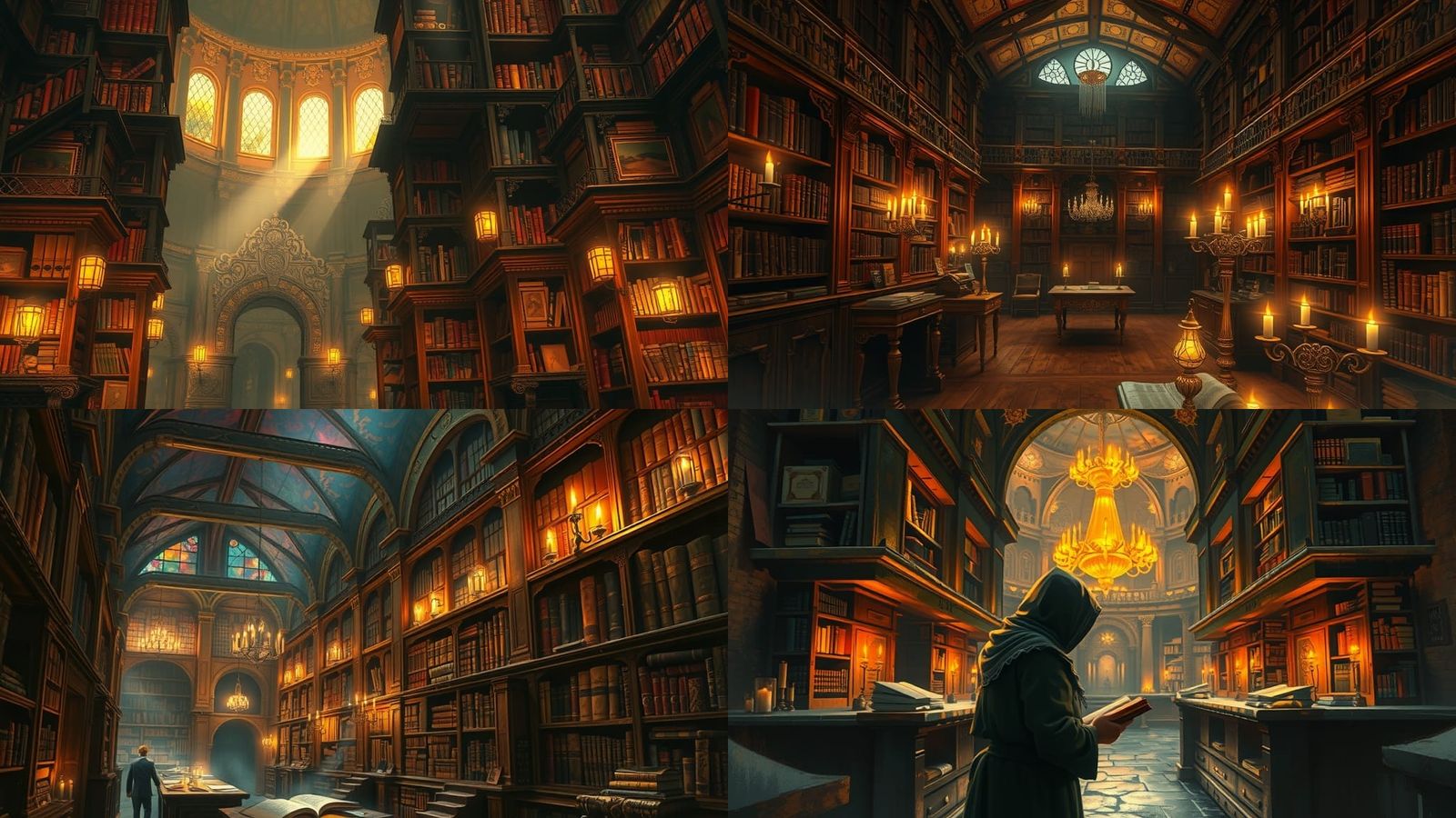 Mystical Library as Impressionist Painting