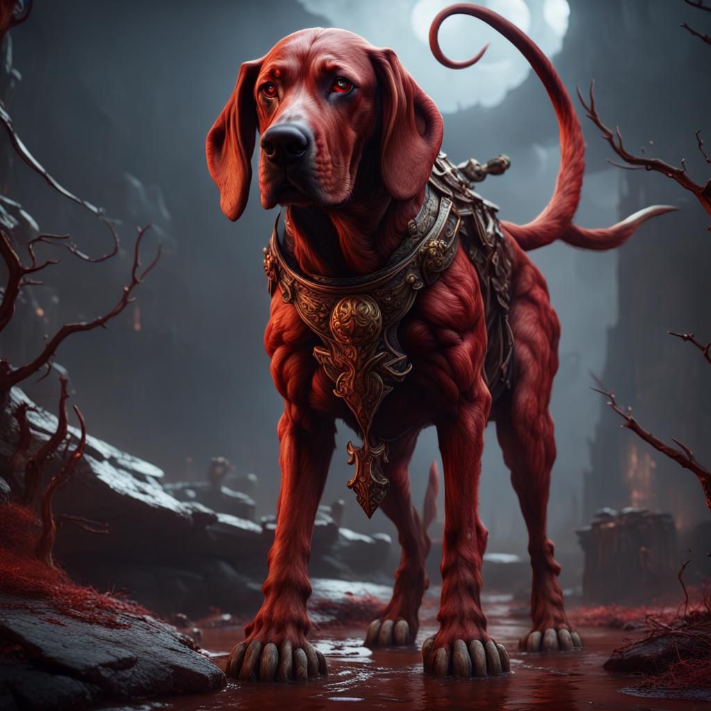 Detailed Bloodhound Matte Painting in Deep Color