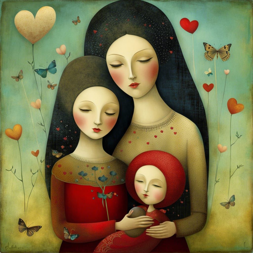 Dreamlike Mother and Child Portrait