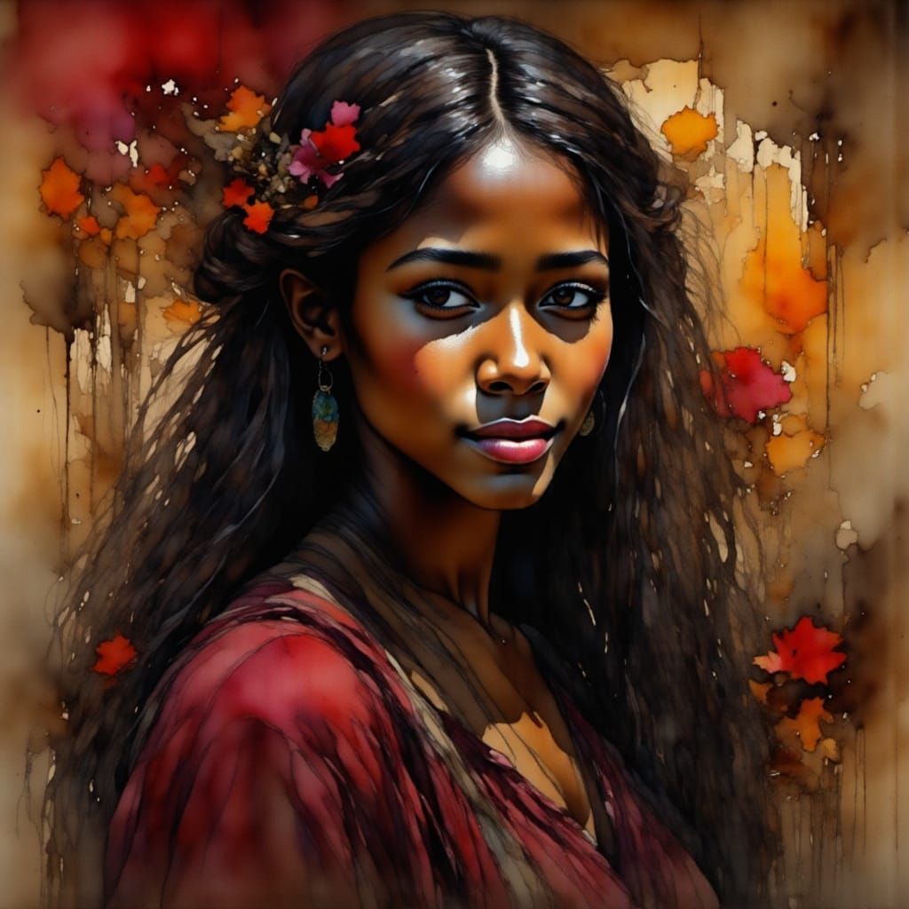 Mysterious Woman in Crimson Ambiance