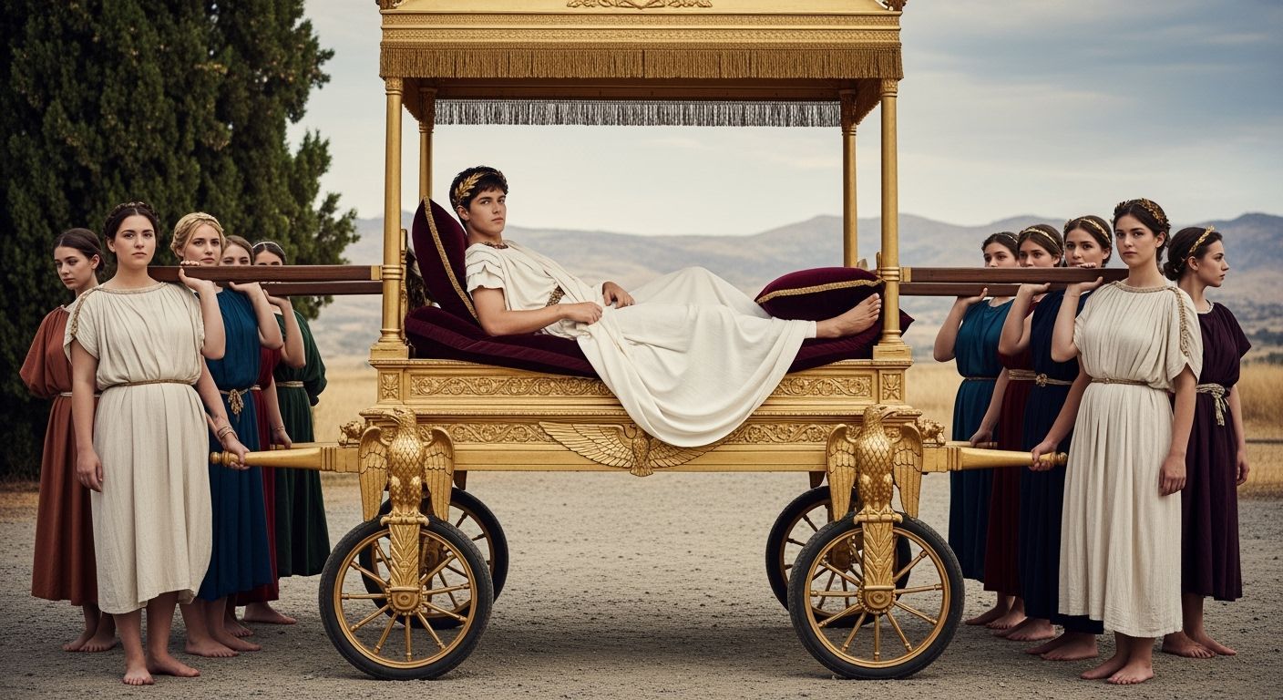 Young Emperor Lounging on Imperial Litter