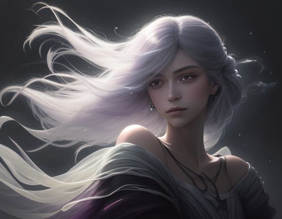 Acrylic Portrait of a Woman in Light and Shadow