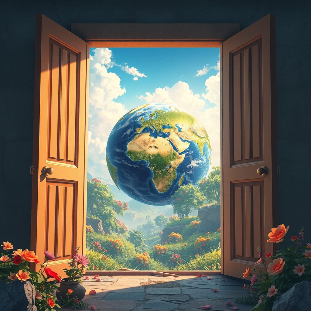 Vibrant Earth Seen From Polluted World: 3D Anime Art