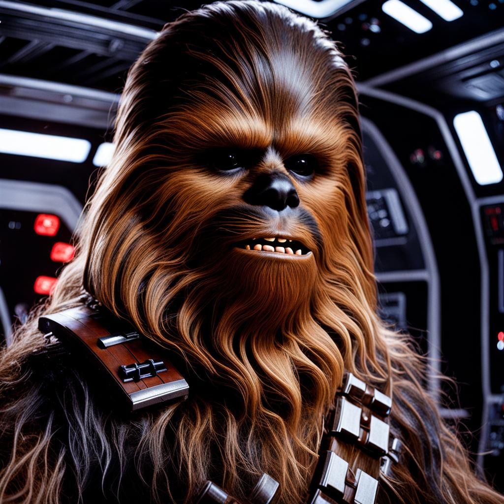 Photorealistic Chewbacca Aboard the Millennium Falcon