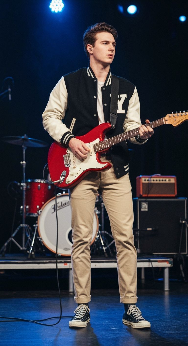1950s Musician Performing with Band in Hyperrealistic Style