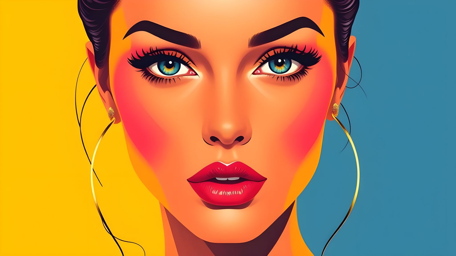 Elegant Woman in Triadic Pop Art Style