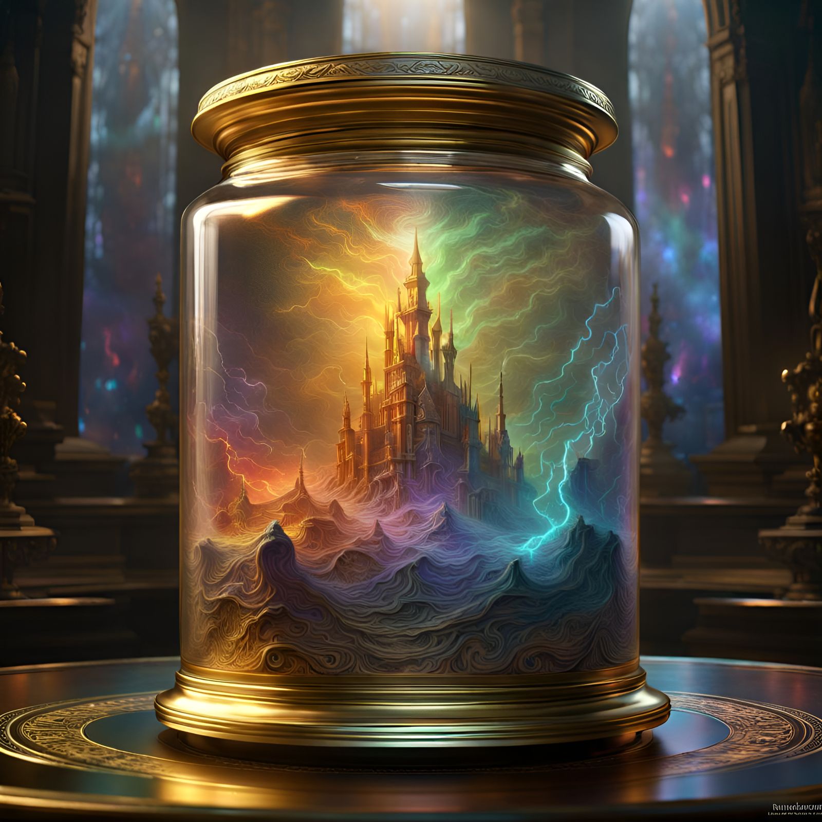 Electromagnetic Storm in a Jar: Dark Fantasy Art