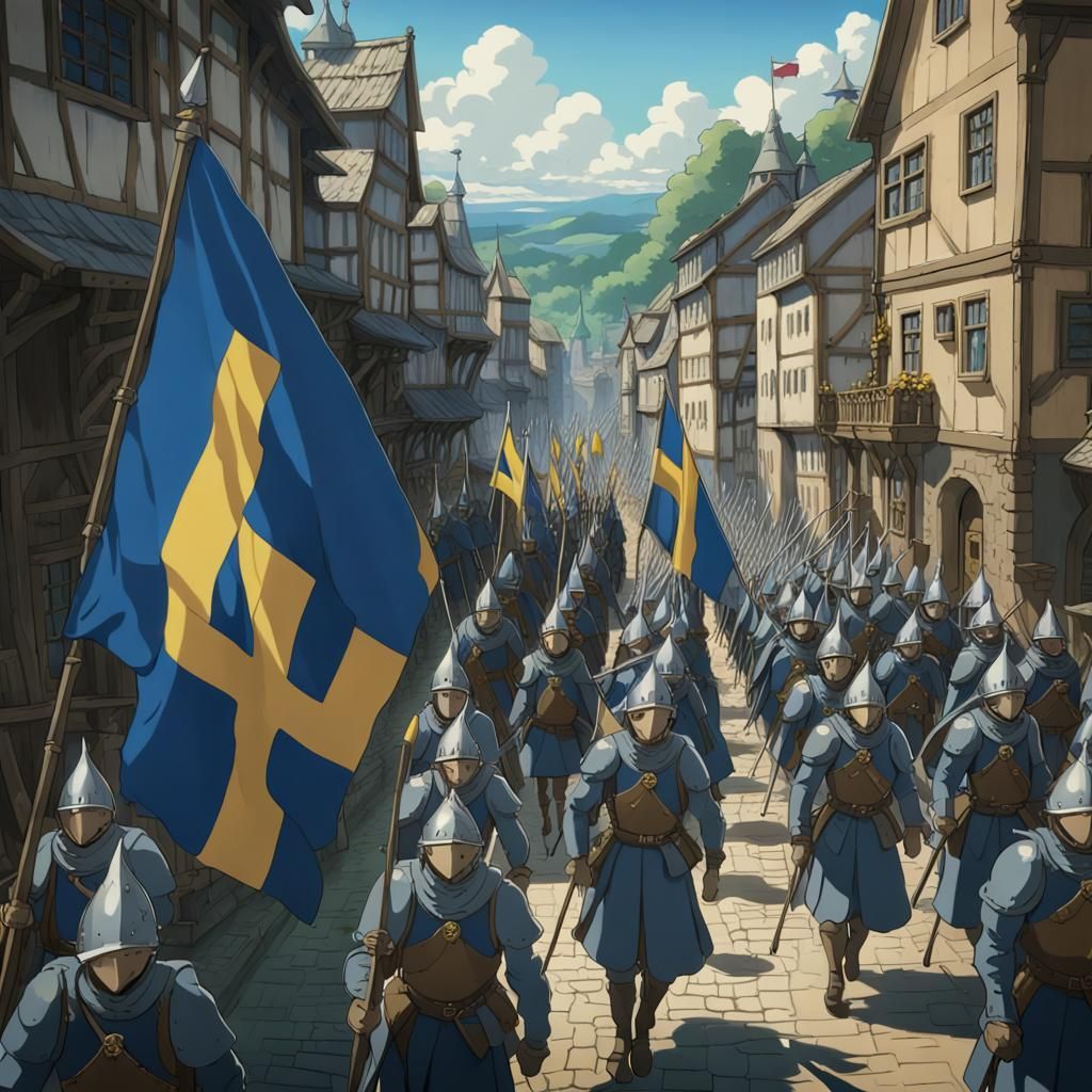 Swedish Medieval Army in Anime Style