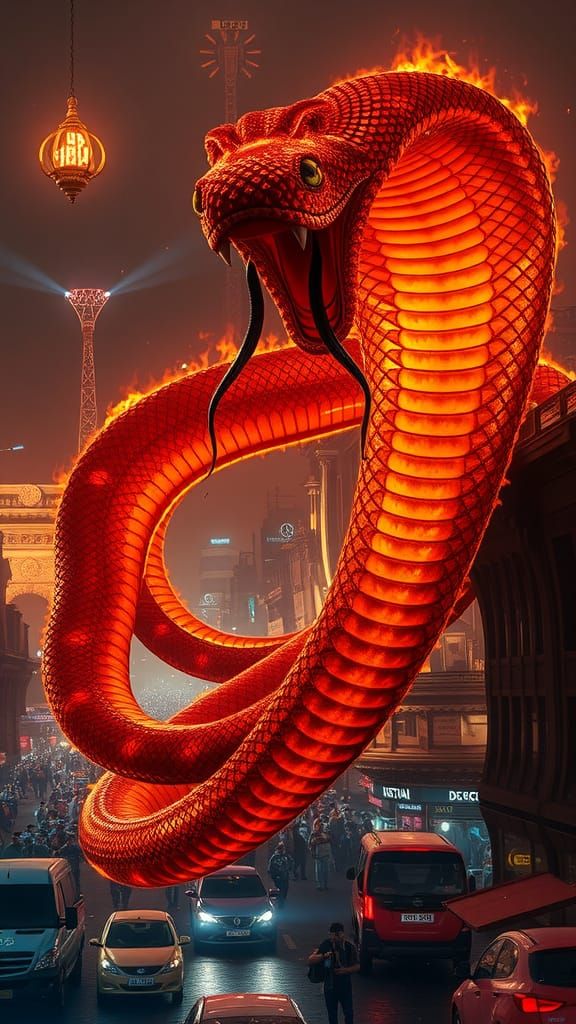 Giant Cobra Slithers Through Mumbai Streets
