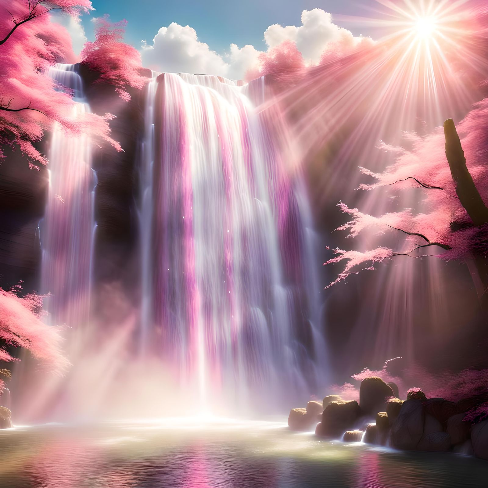 Beautiful Pink Waterfall