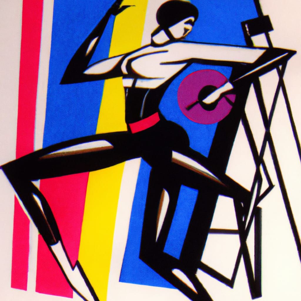 Futuristic Gym Workout Class in Abstract Style