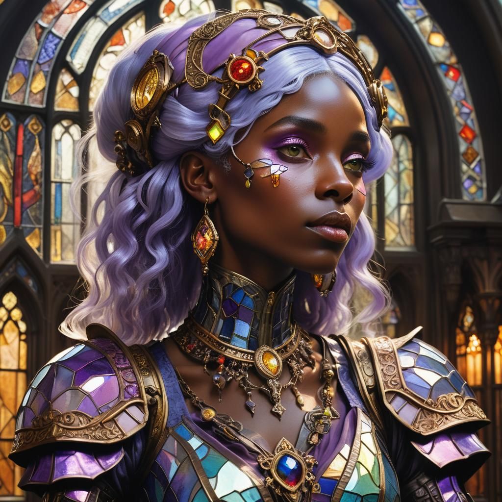 Drow Artificer in Laboratory, Pre-Raphaelite Style