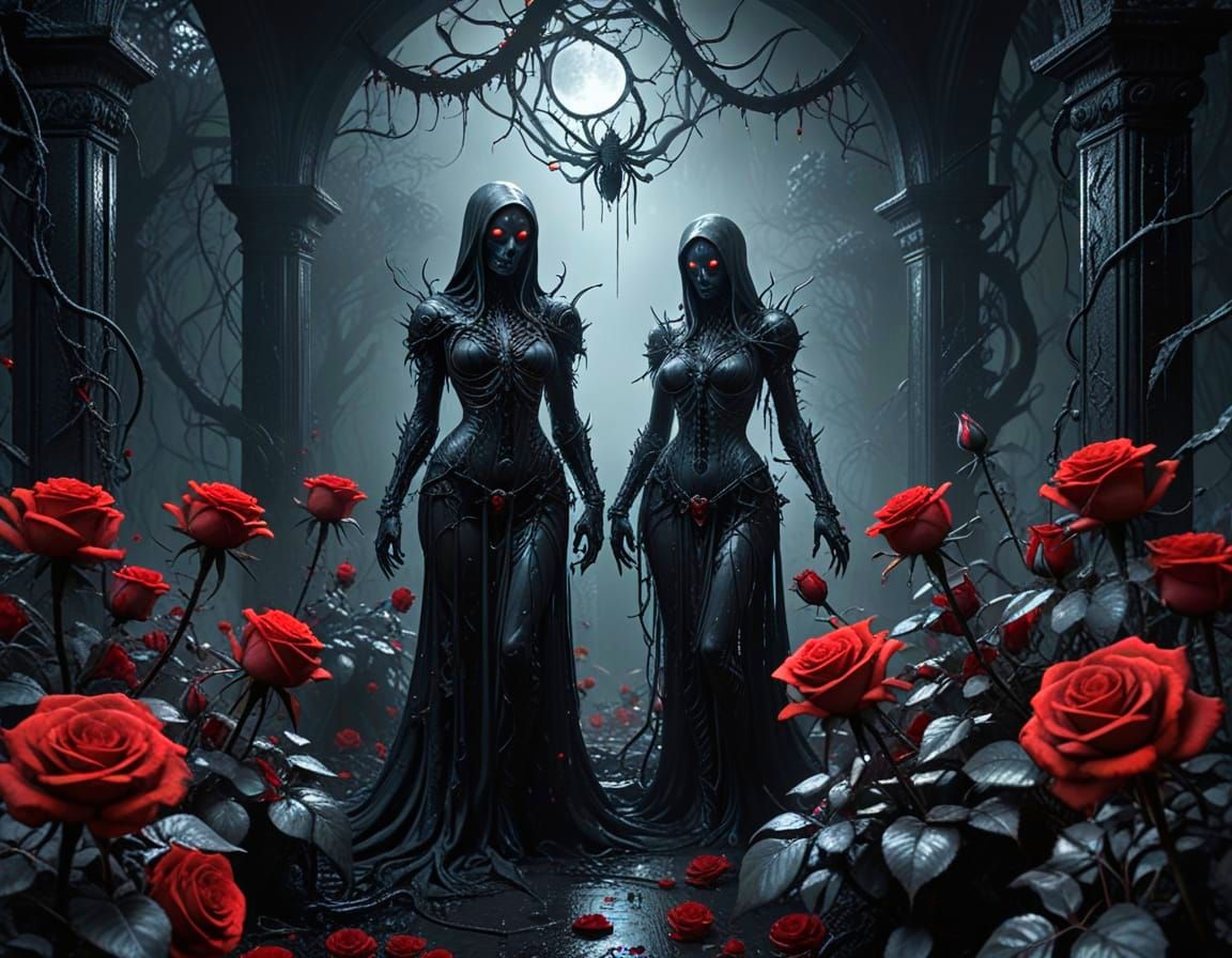 Ethereal Graphite Garden Drawing in Giger Style