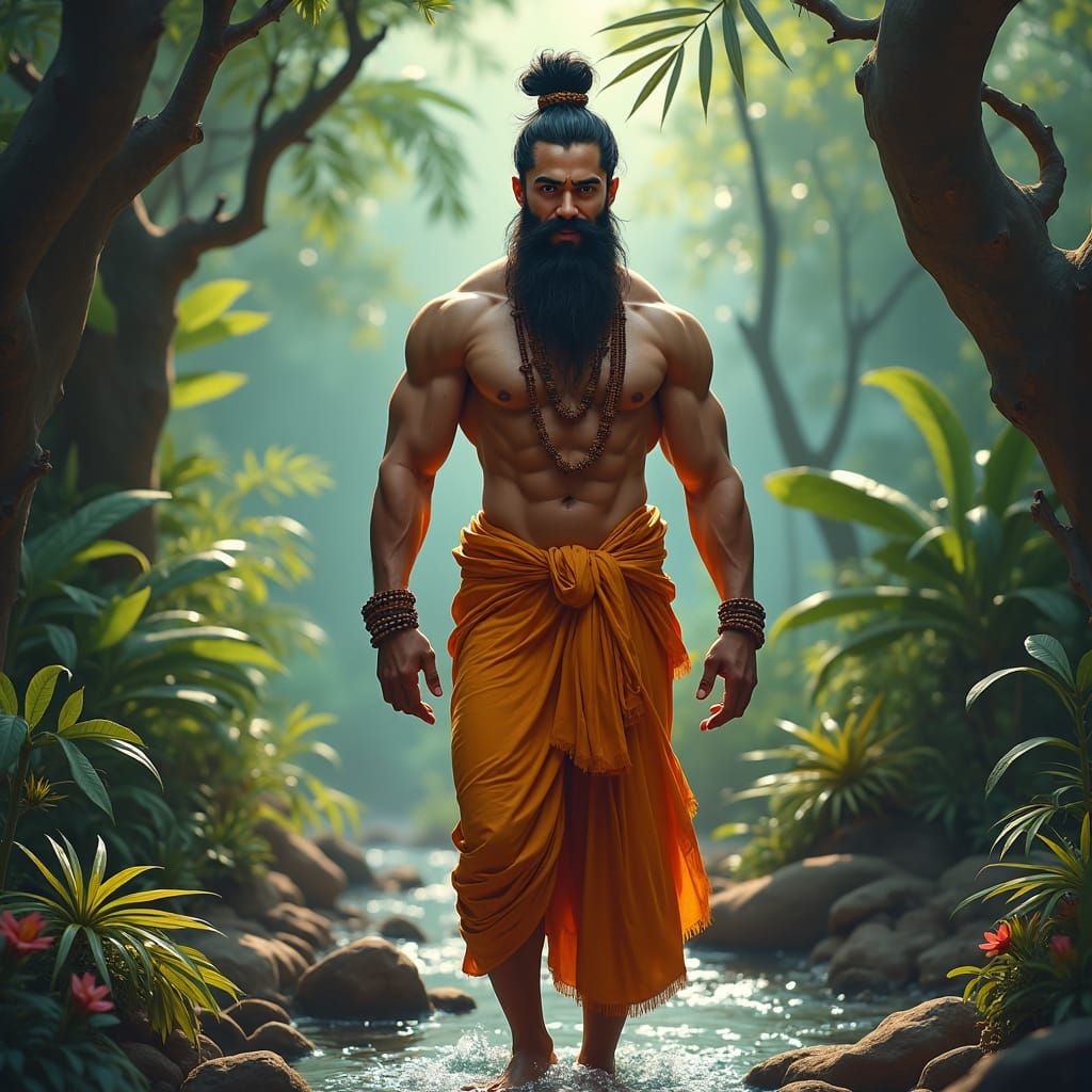 Sage Piplaad in Jungle, as Detailed Matte Painting