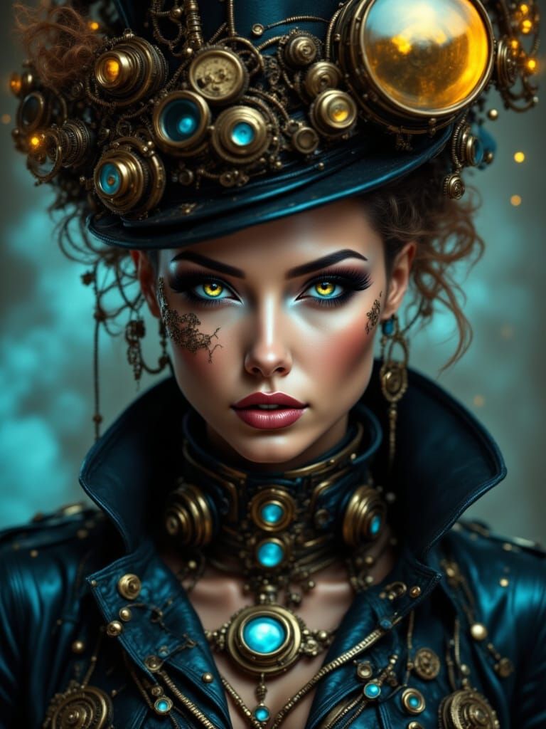 Steampunk Woman in Elaborate Victorian Outfit
