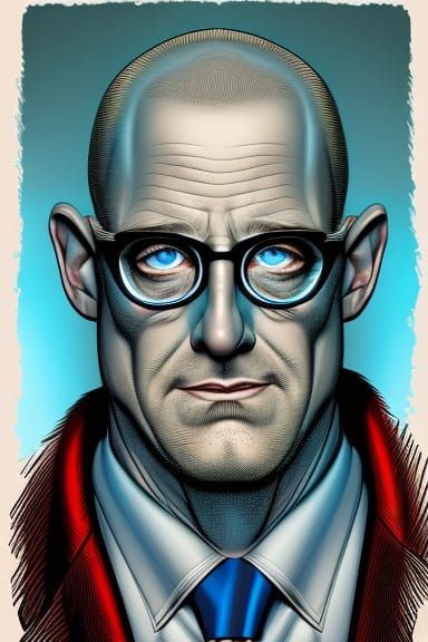 Bald Hero Portrait in Comic Book Style