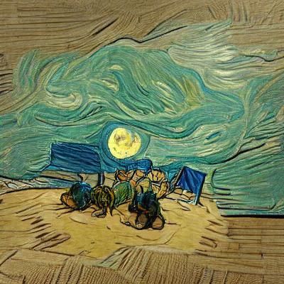 A Night on the Beach, in Van Gogh Style