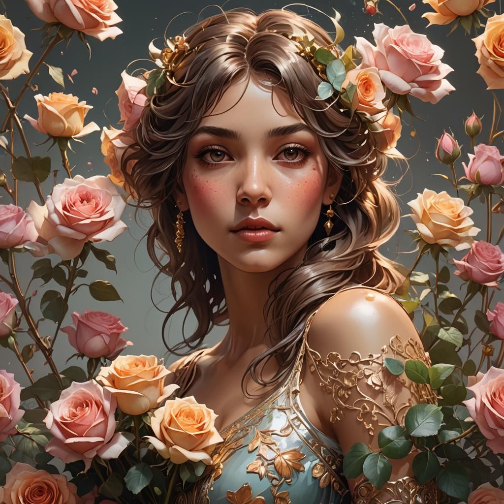 Roses Bouquet Portrait with Dynamic Lighting