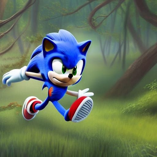 Sonic the Hedgehog Runs Fast: 3D Digital Art