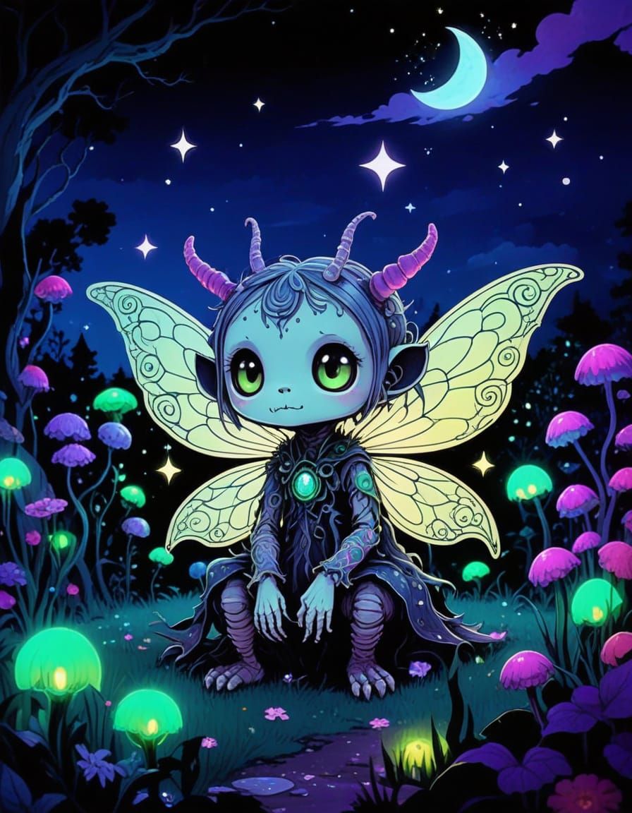 Cute Mutated Fairy Monster in Creepy Garden