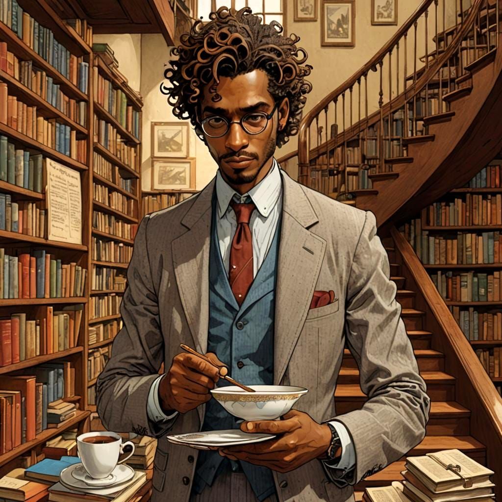 Atmospheric Steampunk Bookstore Interior