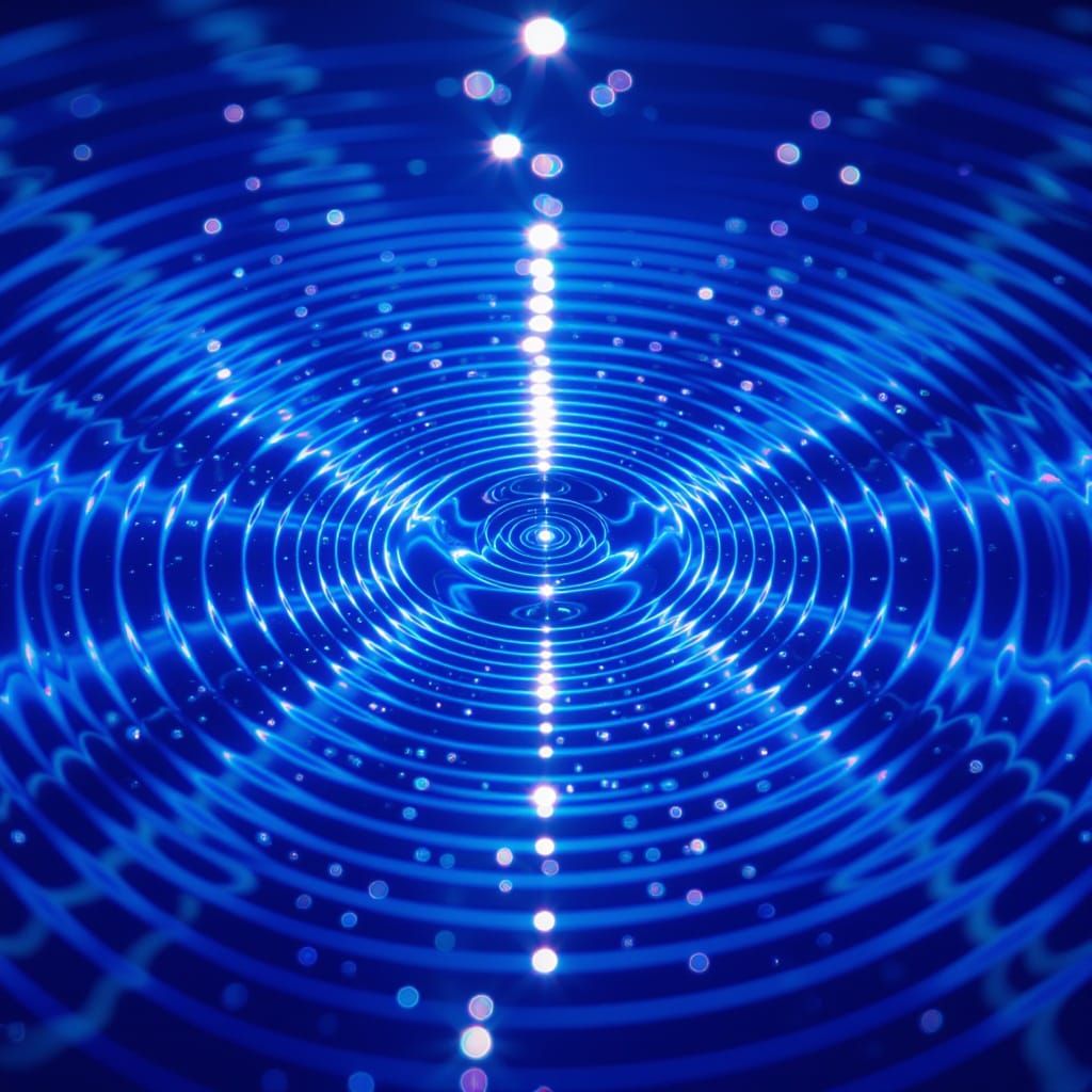 Glowing Water Droplets Forming Sacred Geometry Patterns