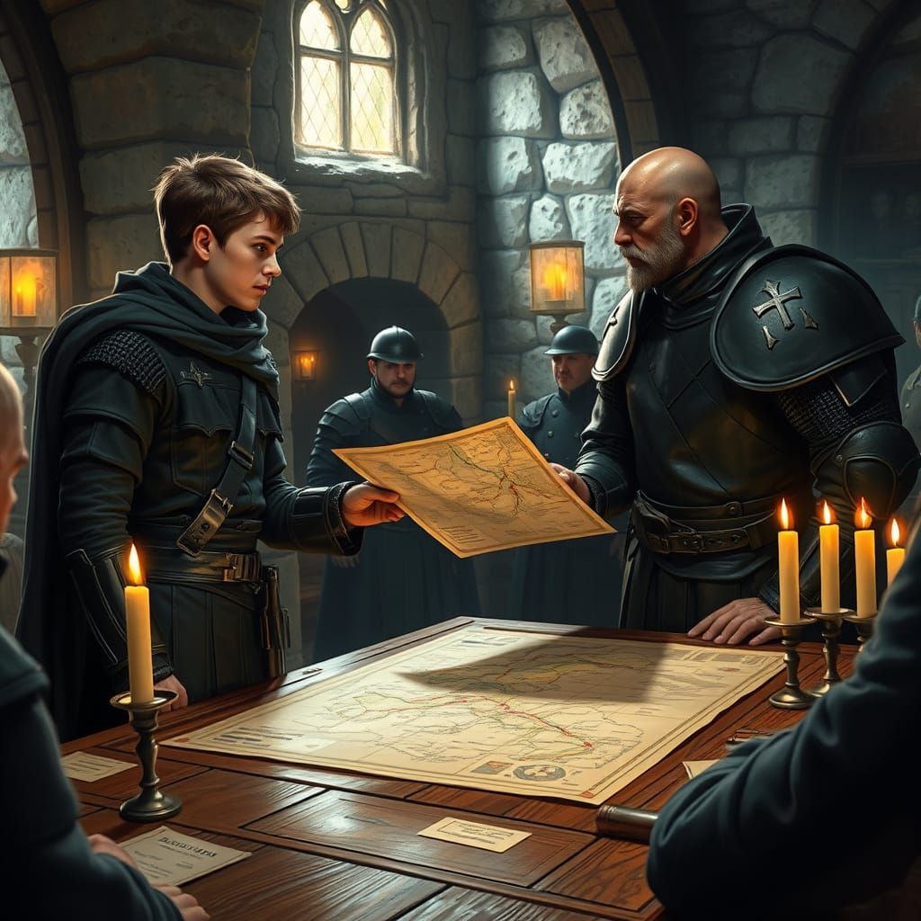 Medieval Commander Receives Urgent Intel in Hyperrealistic M...