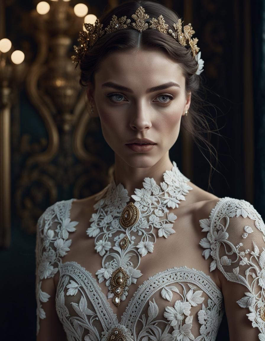 Detailed Portrait of Woman in Art Nouveau Style