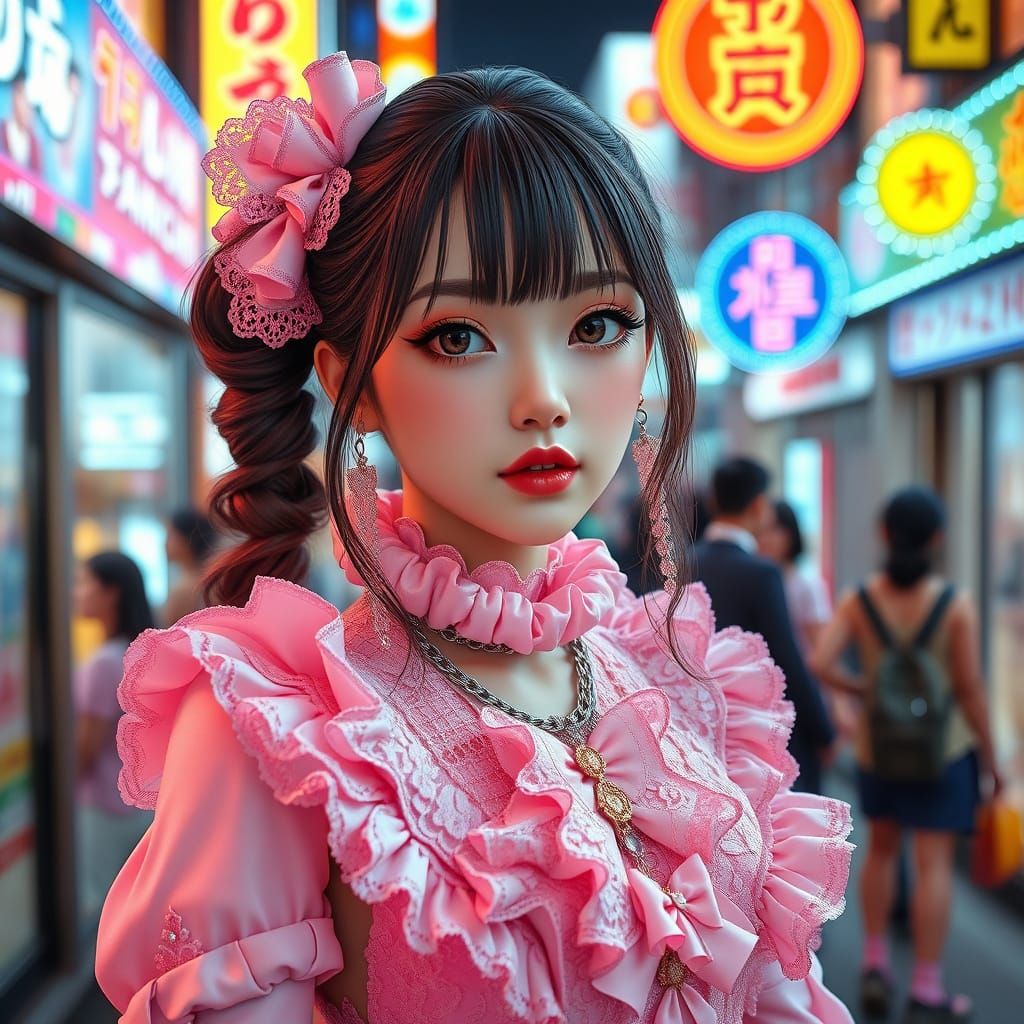 Harajuku Woman in 3D Anime Style