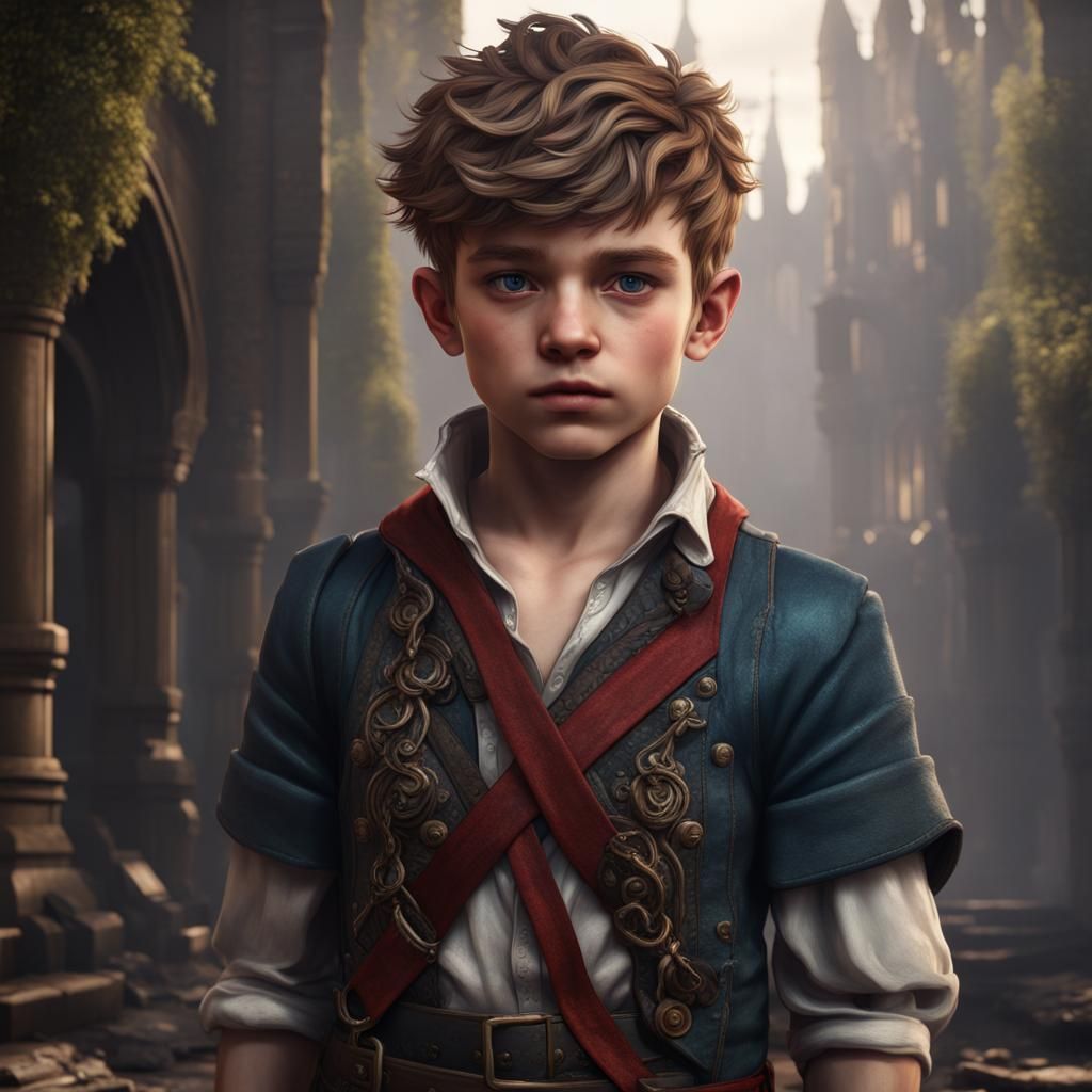 English Boy in Detailed Matte Painting