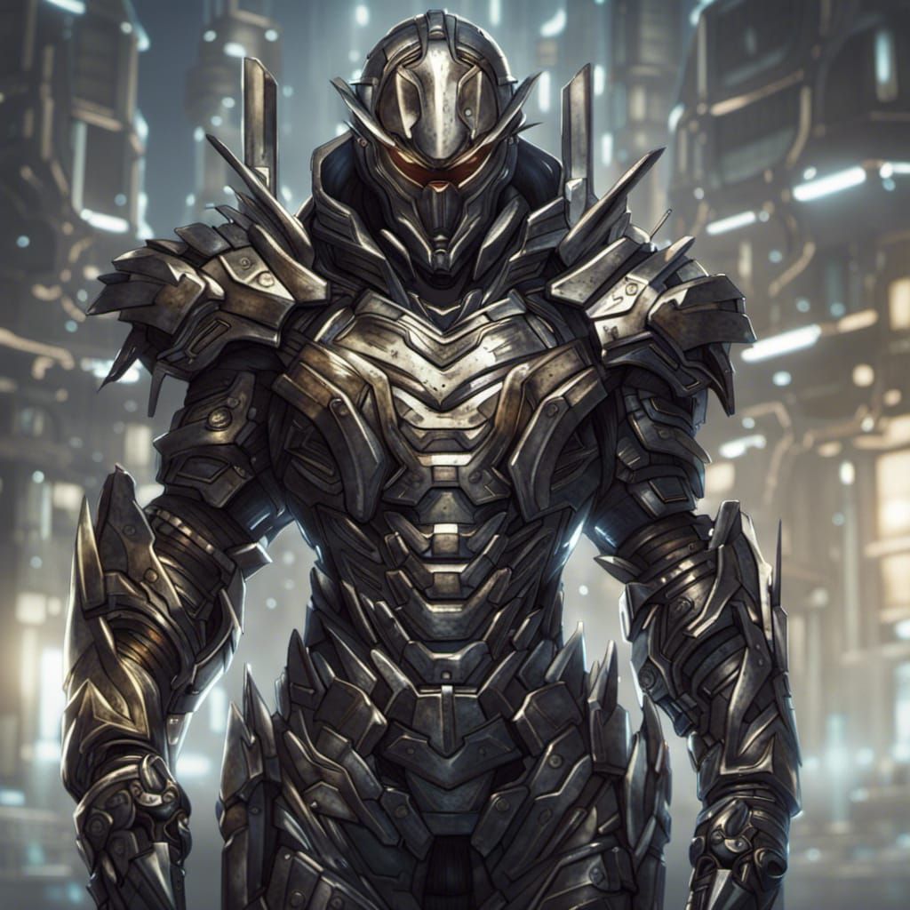 Supernatural Warrior in Futuristic Armor
