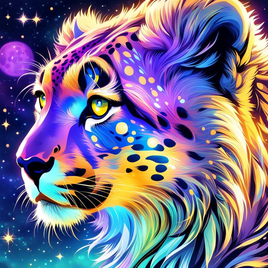 Star Cheetah Portrait in Digital Art Style
