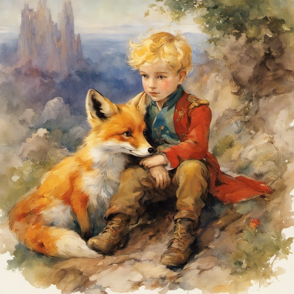 Friendship of the Little Prince and the fox (from "The Little Prince" by Antoine De Saint Exupery)