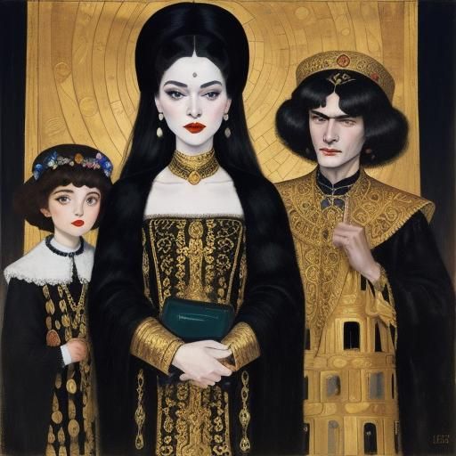 Vampires of Ancient Times: Portrait in Art Nouveau Style