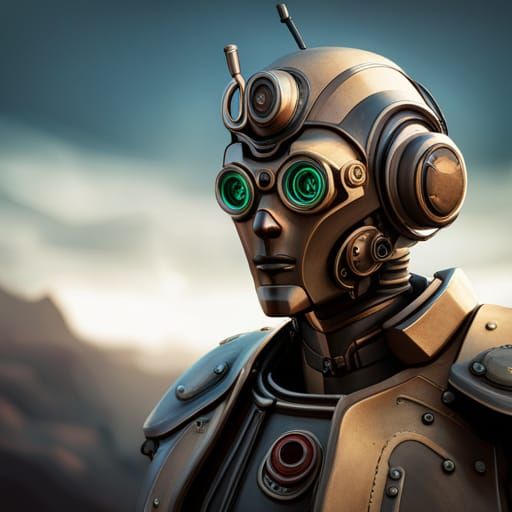 Dieselpunk Mecha Robot Teacher Portrait
