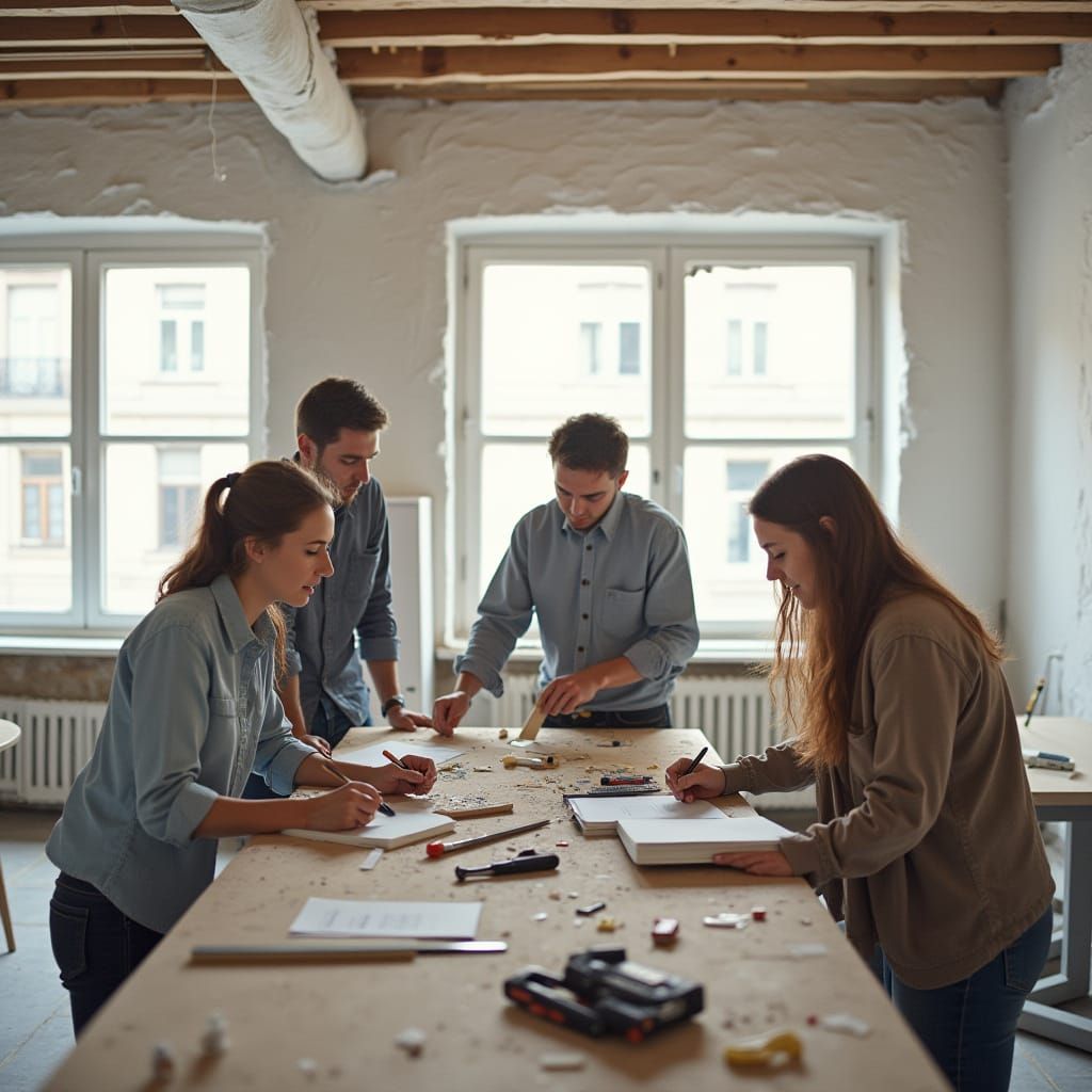 Office Renovation in Photorealistic Documentary Style