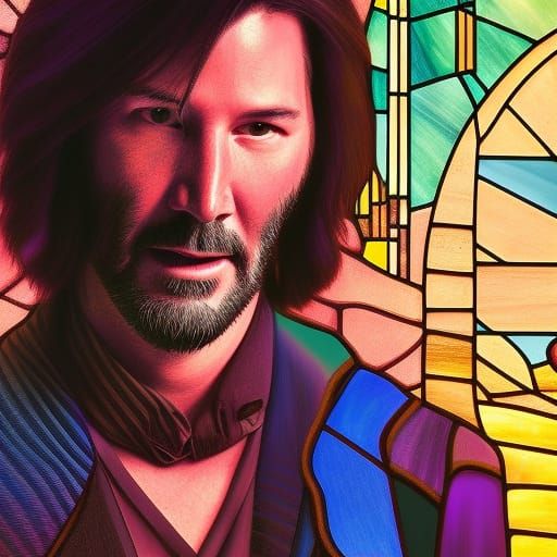 Stained Glass Keanu Reeves Portrait