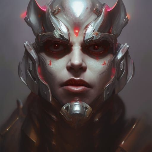 Demonic Knight Portrait in Hyperdetailed Style
