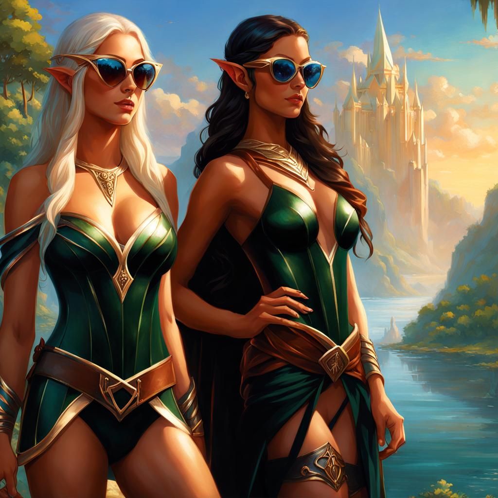 Elf Women in Fantasy Art Style