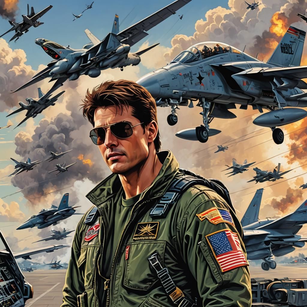 Tom Cruise as Maverick in Comic Book Style