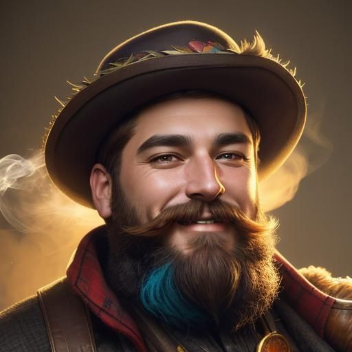 Bearded Carpenter with Pipe: Hyperrealistic Concept Art