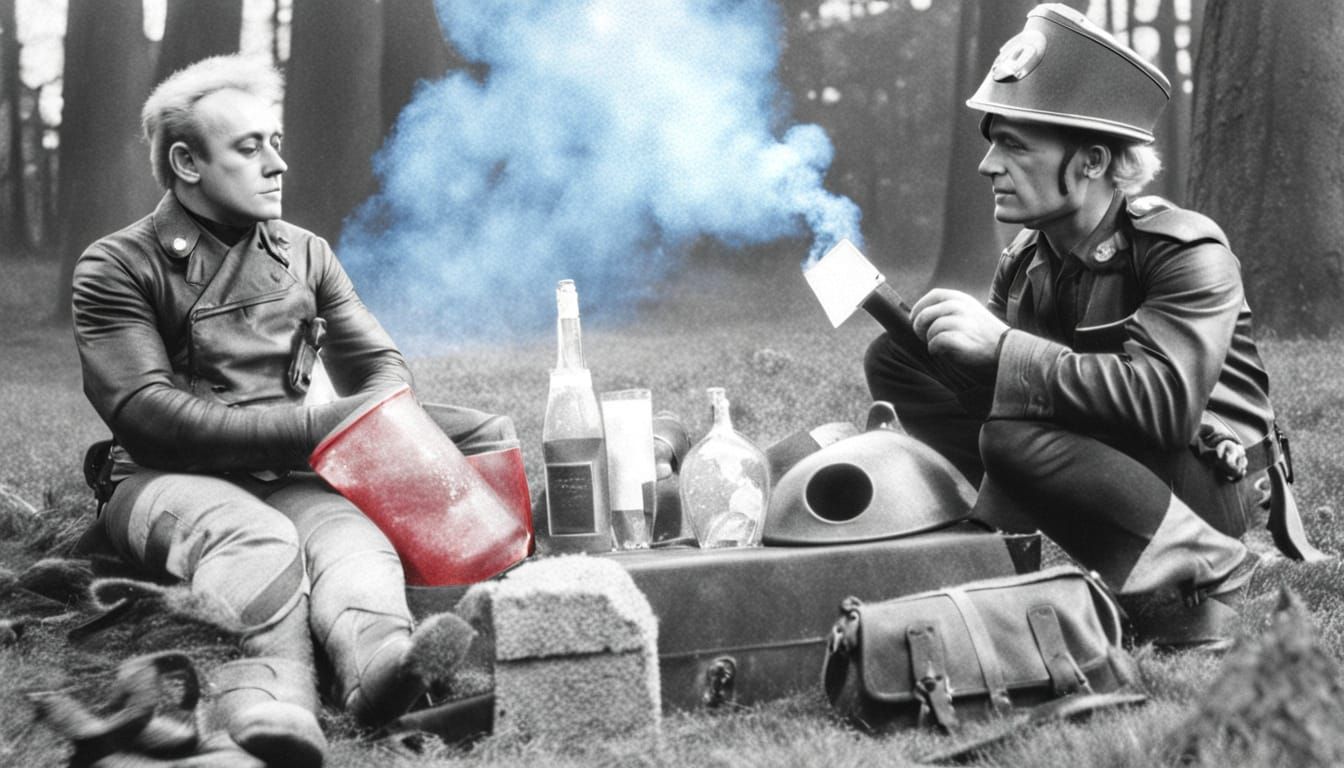 Monkey and Pig in Mystical Forest Digital Painting