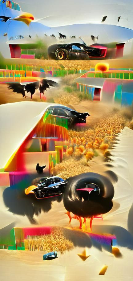 Black Trans-Am Speeds Through Chicken Farm