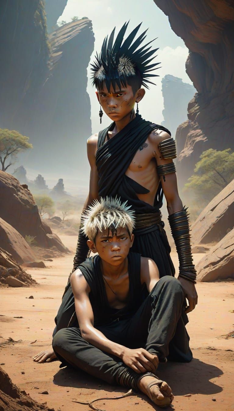 Futuristic Dominance Over Primitive Tribesman in Dystopian L...