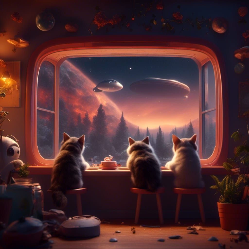 Kittens' Close Encounter Watch Party at Night